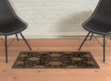 2' X 3' Brown Beige Blue And Red Oriental Power Loom Stain Resistant Area Rug