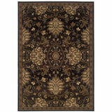 4' X 6' Brown Beige Blue And Red Oriental Power Loom Stain Resistant Area Rug