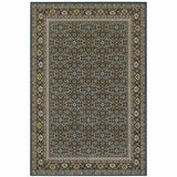 2' X 4' Navy Blue Oriental Power Loom Stain Resistant Area Rug