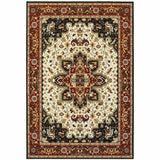 2' X 3' Red And Ivory Oriental Area Rug