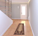 2' X 6' Red Ivory Blue And Orange Oriental Power Loom Stain Resistant Runner Rug With Fringe