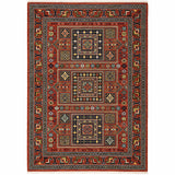 3' X 5' Red Black and White Oriental Power Loom Area Rug