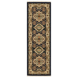 6' Blue and Beige Oriental Power Loom Runner Rug