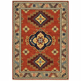 5' X 8' Red And Gold Oriental Area Rug