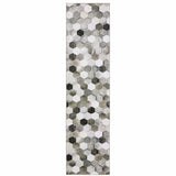 8' Gray And Charcoal Geometric Runner Rug