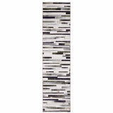 8' Gray And Charcoal Geometric Runner Rug