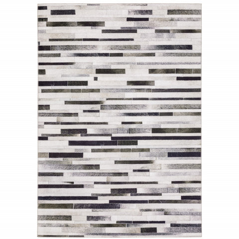 8' X 10' Gray And Charcoal Geometric Area Rug