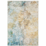 8' X 10' Blue and Beige Abstract Power Loom Area Rug
