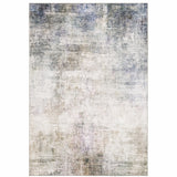 8' X 10' Blue And Beige Abstract Distressed Area Rug