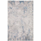 8' X 10' Blue And Gray Abstract Distressed Area Rug