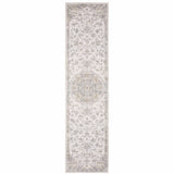 8' Beige And Gold Oriental Distressed Runner Rug