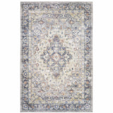 8' X 10' Blue And Gold Oriental Distressed Area Rug