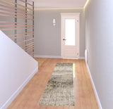 2' X 8' Beige Grey Ivory Tan And Brown Abstract Power Loom Stain Resistant Runner Rug