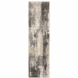 8' Gray And Beige Abstract Distressed Runner Rug