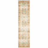 2' X 8' Blue And Orange Abstract Power Loom Stain Resistant Runner Rug
