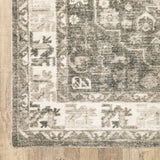 5' X 7' Grey Ivory Tan And Beige Oriental Power Loom Stain Resistant Area Rug