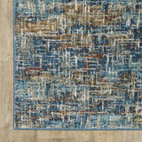 7' X 9' Blue And Beige Abstract Area Rug