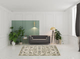7' X 9' Beige And Gold Oriental Distressed Area Rug