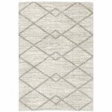 5' X 8' Ivory And Grey Geometric Shag Power Loom Stain Resistant Area Rug