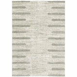 5' X 8' Ivory And Grey Geometric Shag Power Loom Stain Resistant Area Rug