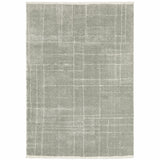 5' X 8' Grey And Ivory Geometric Shag Power Loom Stain Resistant Area Rug