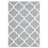 5' X 8' Grey And Ivory Geometric Shag Power Loom Stain Resistant Area Rug