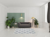5' X 8' Grey And Ivory Geometric Shag Power Loom Stain Resistant Area Rug