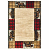 5' X 7' Ivory Southwestern Power Loom Stain Resistant Area Rug