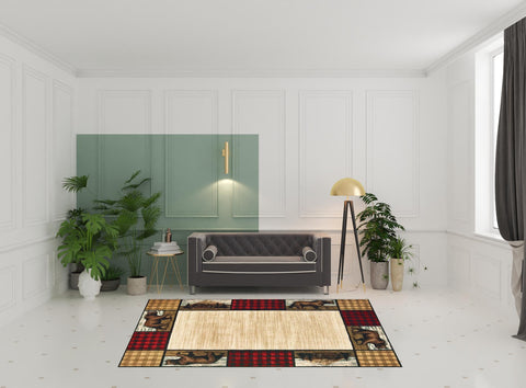 7' X 9' Ivory And Black Southwestern Area Rug