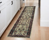8' Red And Ivory Oriental Runner Rug