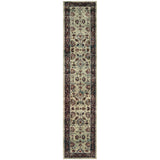 12' Stone And Red Oriental Runner Rug