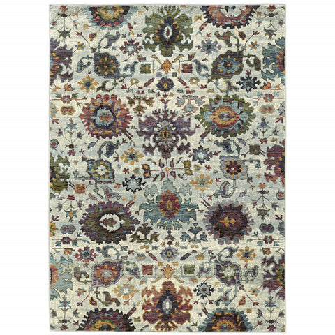 3' X 5' Stone Purple And Green Oriental Area Rug