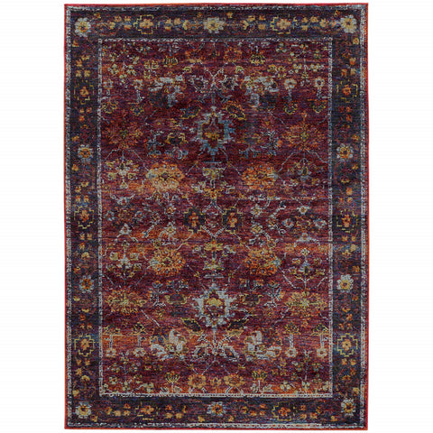 2' X 3' Red Purple And Gold Oriental Area Rug