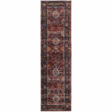 8' Red And Purple Oriental Runner Rug