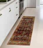 8' Red And Gold Oriental Runner Rug