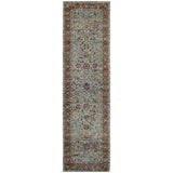 8' Blue And Green Oriental Runner Rug