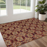 2' X 3' Red And Gold Oriental Area Rug