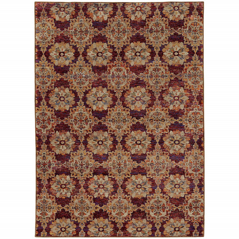 3' X 5' Red And Gold Oriental Area Rug