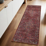 8' Red And Gold Oriental Runner Rug