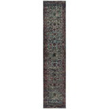 12' Blue And Purple Oriental Runner Rug