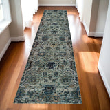 12' Blue Oriental Runner Rug