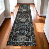 12' Blue Oriental Runner Rug