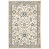 3' X 5' Stone And Ivory Oriental Area Rug