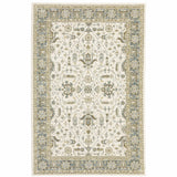 2' X 3' Ivory And Blue Oriental Area Rug