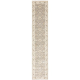 12' Gray And Ivory Oriental Runner Rug