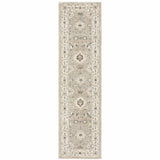 8' Beige And Ivory Oriental Runner Rug