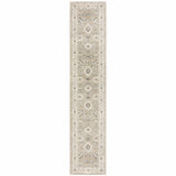 12' Beige And Ivory Oriental Runner Rug