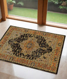 2' X 3' Gold And Gray Oriental Area Rug