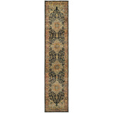 12' Gold And Gray Oriental Runner Rug
