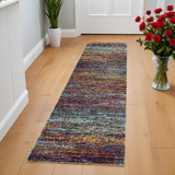 8' Blue And Gray Abstract Runner Rug